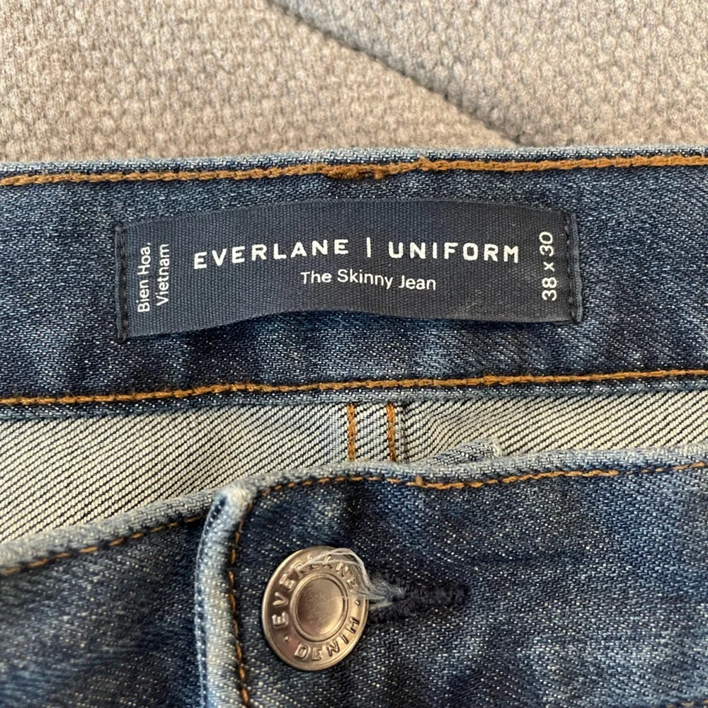 Everlane Uniform Mens The Skinny Jean 38x30 Dark Wash‎ Blue Organic Cotton Denim